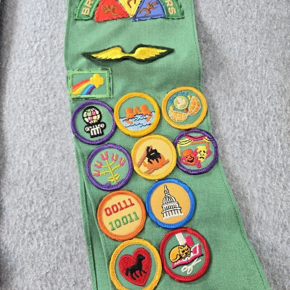 Vintage Girl Scouts U.S.A. Bundle Girls One Size‎ Multicolor Scarf Patchwork